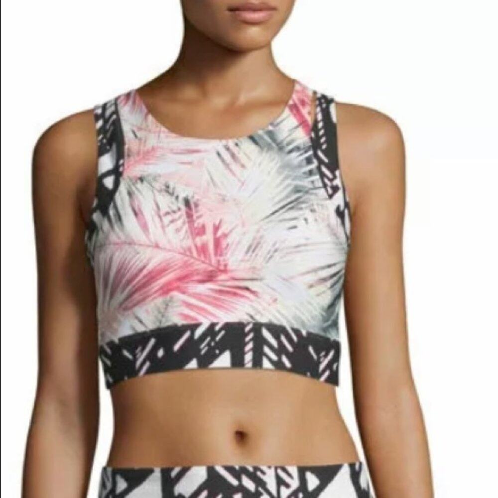 NANETTE LEPORE Palm Tropical Rainforest Crop Top Bralette Brami Shirt